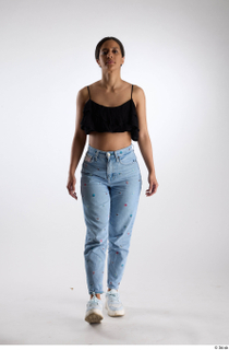 Jimena  1 black ruffled crop top blue jeans casual…